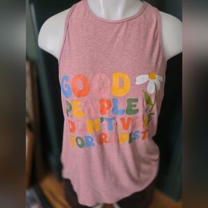 Calla Heathered Rose Graphic Tank M “Good People Don’t Vote for R.....” 70s